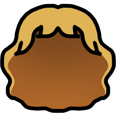 a wavy bob of blonde hair with some bangs.